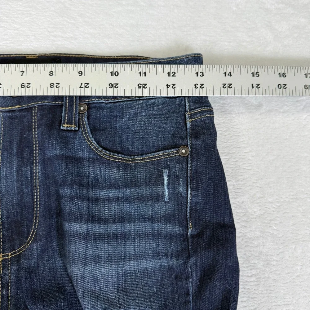 Paige Hoxton Ankle High Rise Skinny Distressed Jeans Dark Indigo Size 26 USA